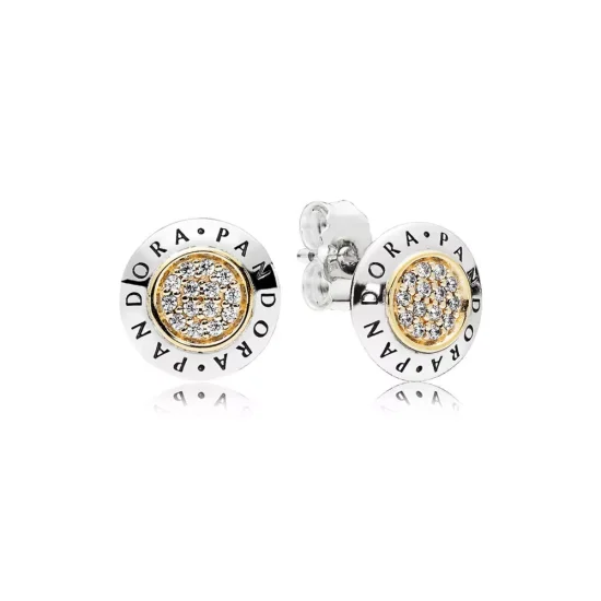(immagine per) Orecchini a Lobo PANDORA Signature Bicolore