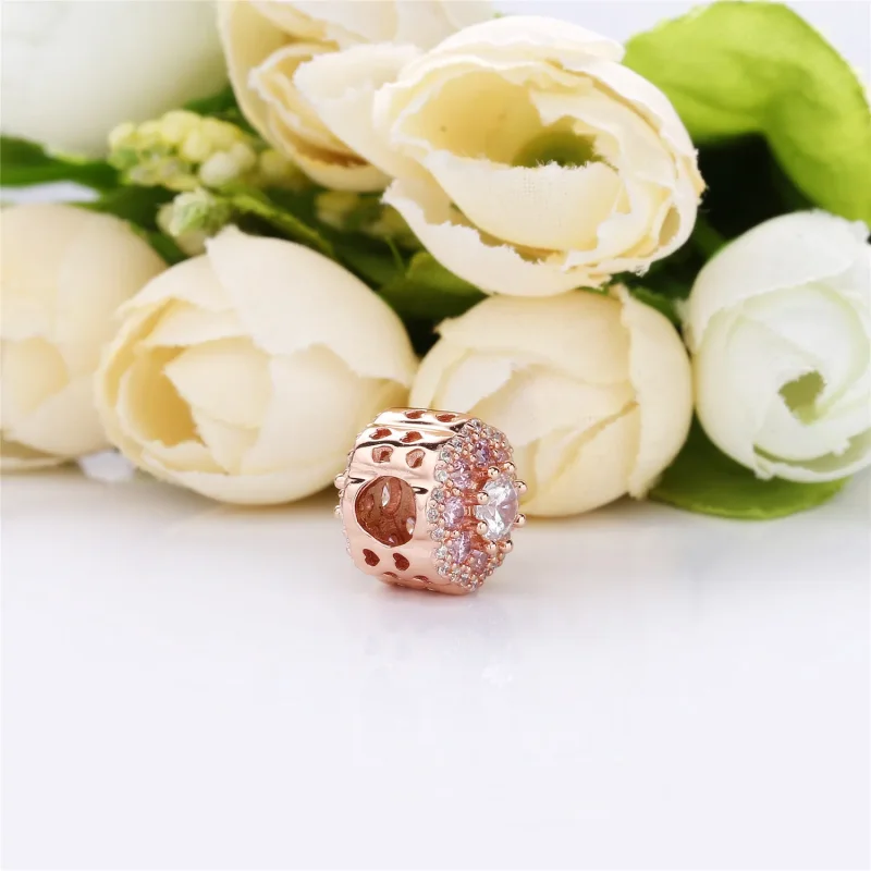 (immagine per) Charm Fiore Rosa Scintillante - PANDORA - Visualizza 3