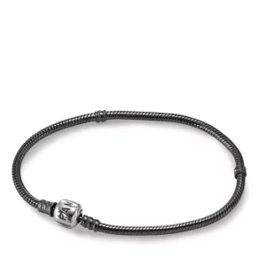 (immagine per) Bracciale Moments Nero in Argento Brunito con Chiusura a Scomparsa - PANDORA