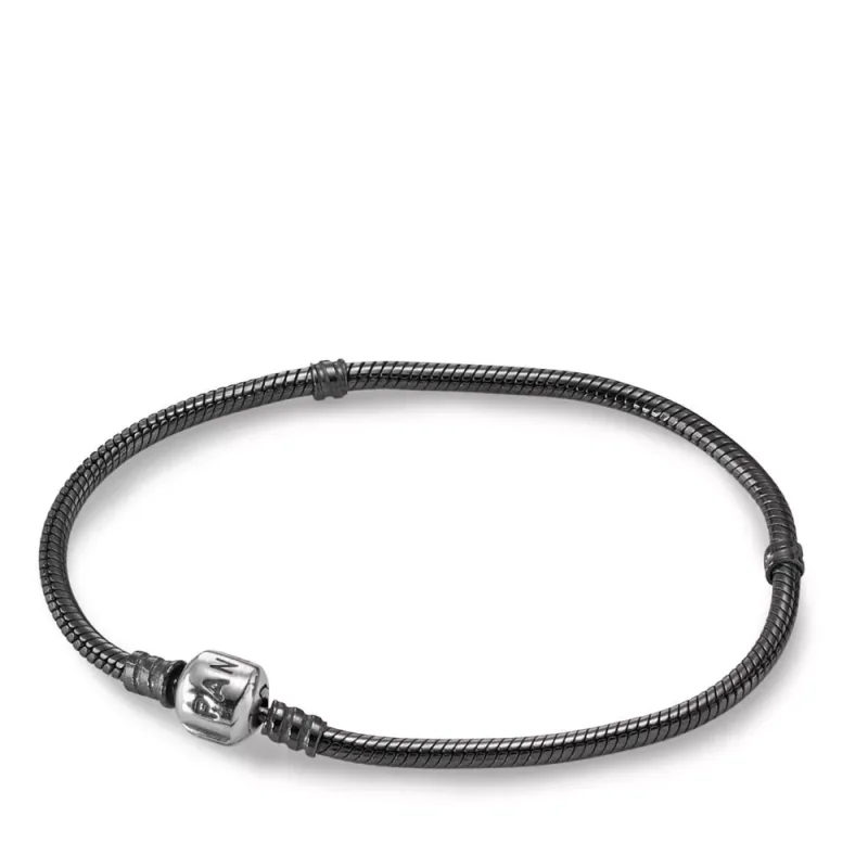 (immagine per) Bracciale Moments Nero in Argento Brunito con Chiusura a Scomparsa - PANDORA
