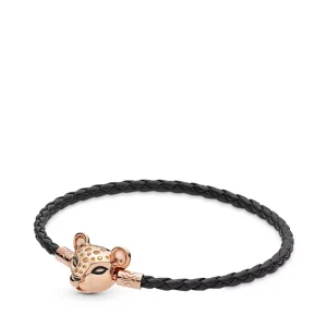 Bracciale PANDORA in pelle nera intrecciata 588053CBK-S (immagine per) Bracciale PANDORA in pelle nera intrecciata 588053CBK-S