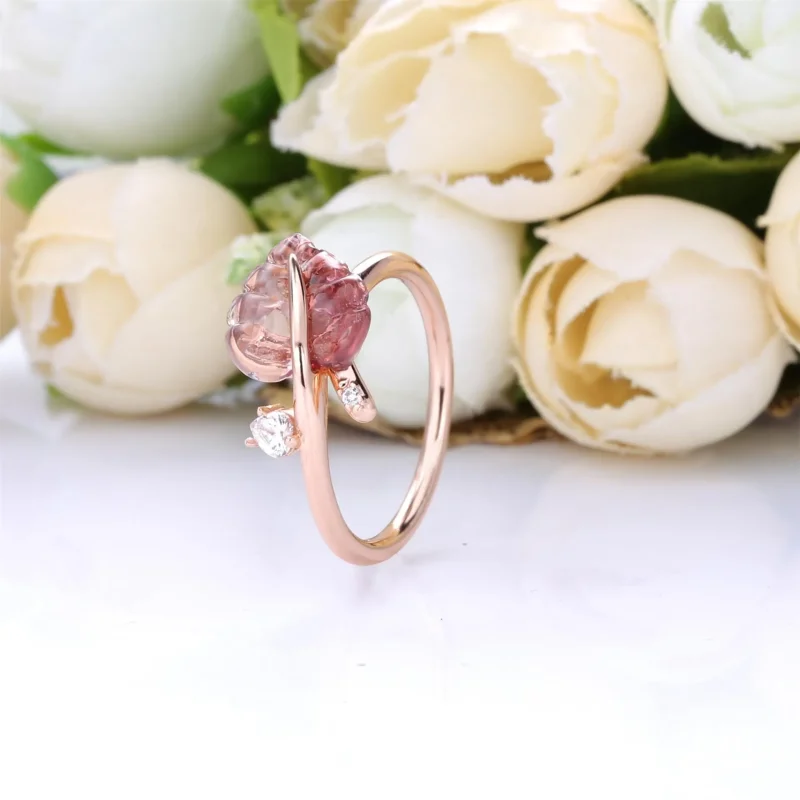 (immagine per) Anello PANDORA Foglia in Vetro di Murano Rosa 188319PMU - Visualizza 2