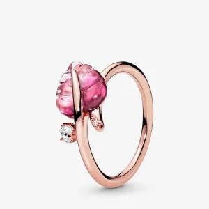 Anello PANDORA Foglia in Vetro di Murano Rosa 188319PMU (immagine per) Anello PANDORA Foglia in Vetro di Murano Rosa 188319PMU