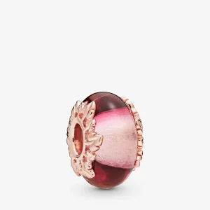 Charm PANDORA Vetro di Murano Rosa e Foglie 788244 (immagine per) Charm PANDORA Vetro di Murano Rosa e Foglie 788244