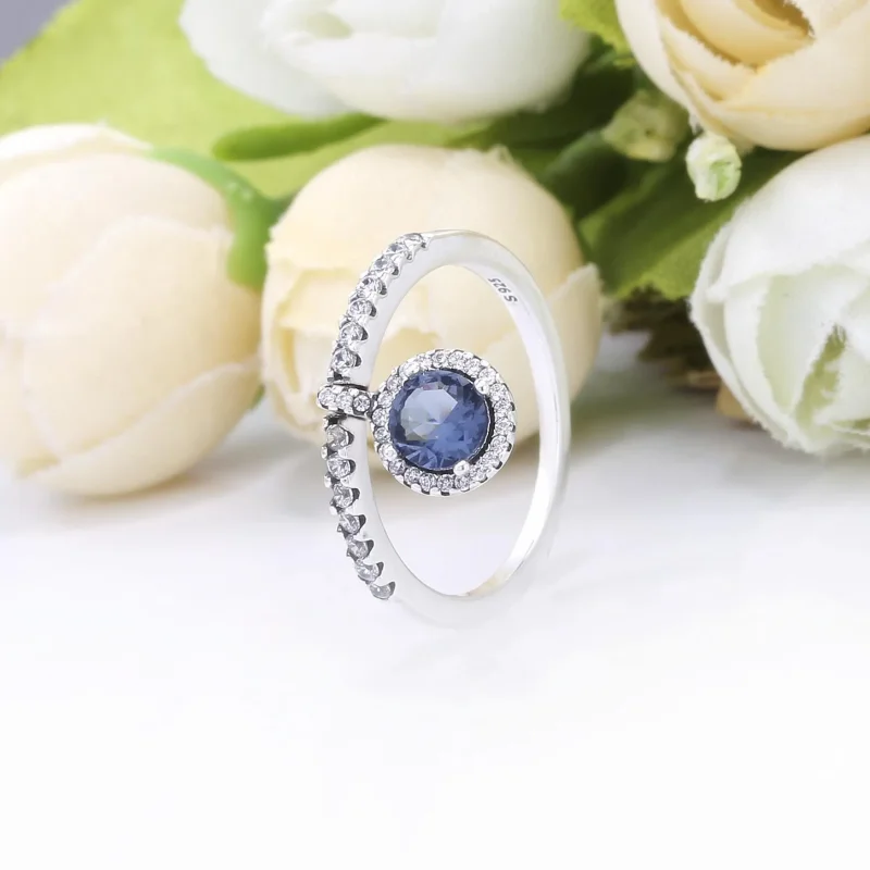 (immagine per) PANDORA Anello a Goccia Tondo Blu Brillante - 198491C02 - Visualizza 2