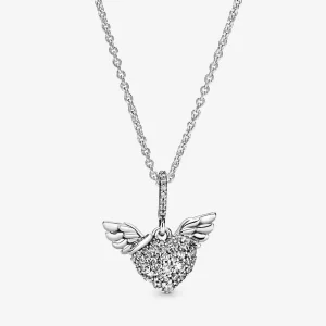 Collana Ali d’angelo con cuore in pavé - 398505C01-45 (immagine per) Collana Ali d’angelo con cuore in pavé - 398505C01-45