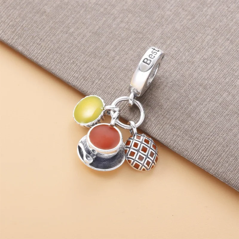 (immagine per) Charm PANDORA Torta di uova, tè al latte e ananas Bun in argento - 798355ENMX - Visualizza 2