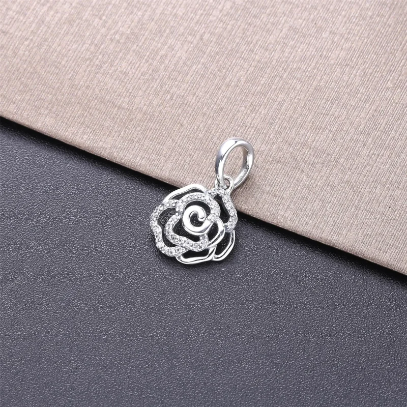 (immagine per) Charm pendente PANDORA Rosa scintillante in argento - 390368CZ-90 - Visualizza 3