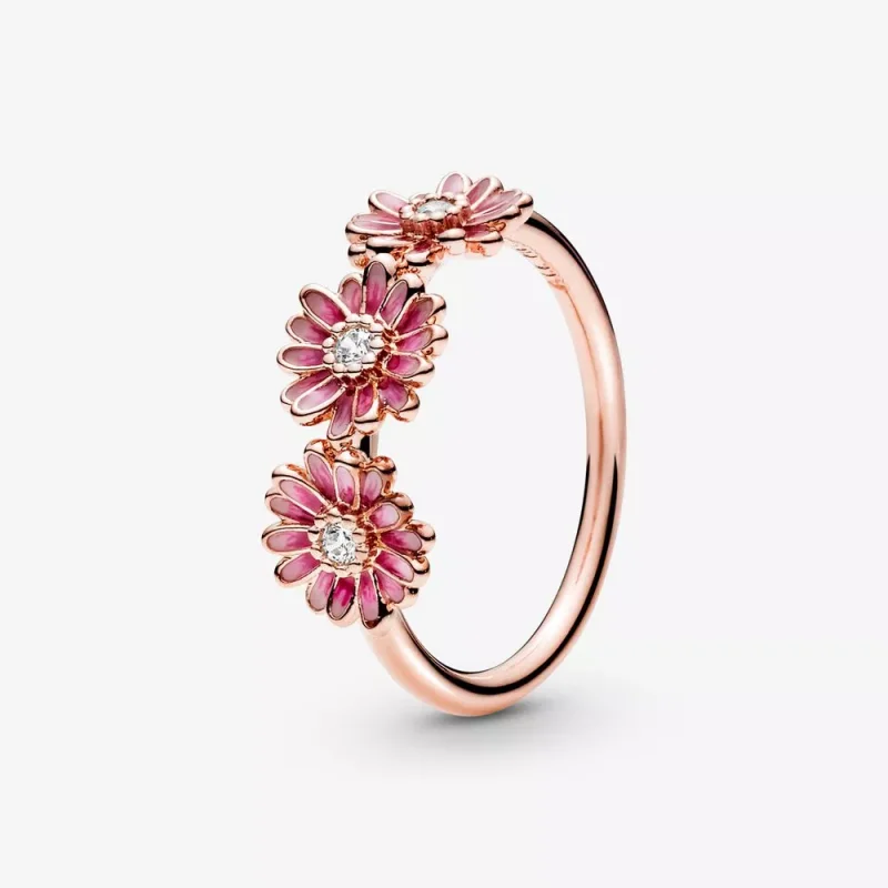 (immagine per) Anello con tre Margherite rosa - 188792C01