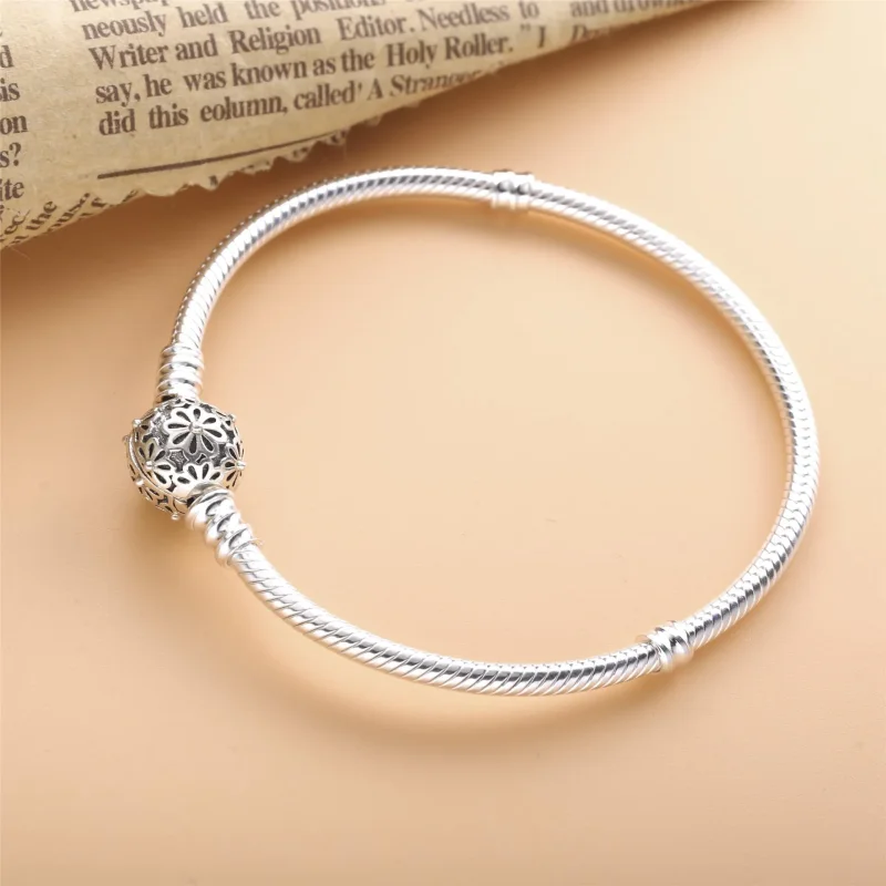 (immagine per) Bracciale Pandora Moments con maglia snake e chiusura con Fiore - PE00115-1 - Visualizza 4