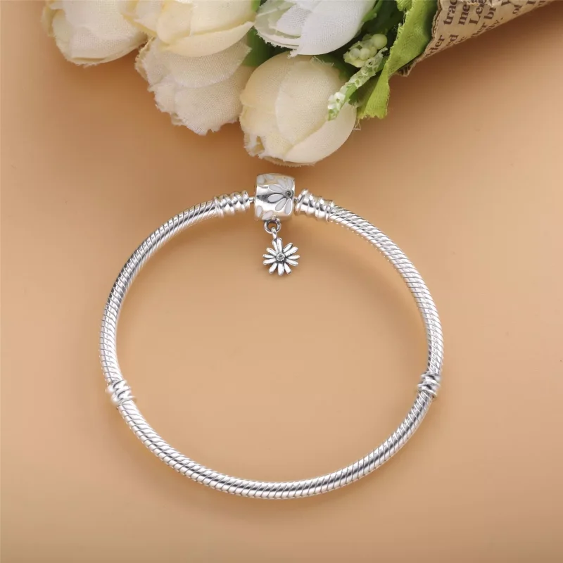 (immagine per) Bracciale Pandora Moments con maglia snake e chiusura con margherita - 598776C01 - Visualizza 3