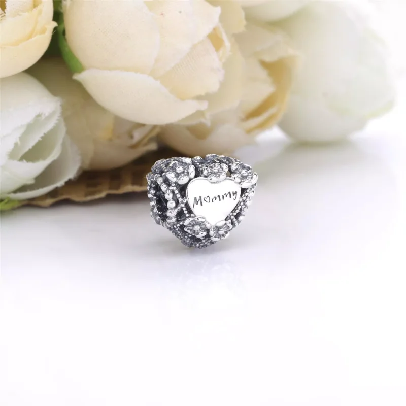 (immagine per) Charm a cuore Mamma con fiori openwork - 798892C00 - Visualizza 2