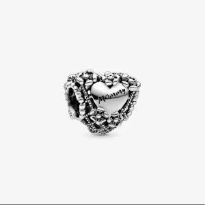 (immagine per) Charm a cuore Mamma con fiori openwork - 798892C00