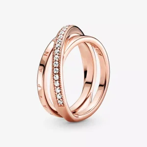 (immagine per) Anello PANDORA con tripla fascia intrecciata e pavé - 189057C01