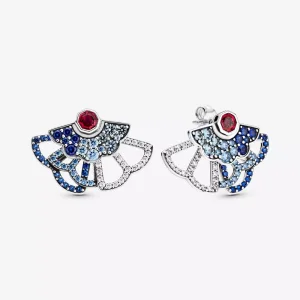 (immagine per) Orecchini a lobo PANDORA scenografici ventaglio blu e rosa - 298195SRUMX