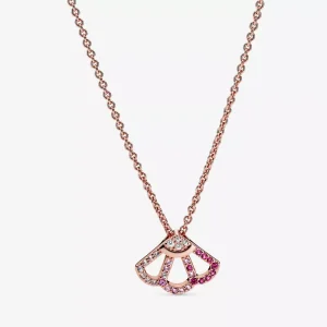 Collana PANDORA con ventaglio rosa - 388146C01 (immagine per) Collana PANDORA con ventaglio rosa - 388146C01