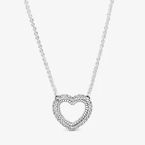 (immagine per) Collier PANDORA con cuore aperto, pavé e maglia snake - 399110C01