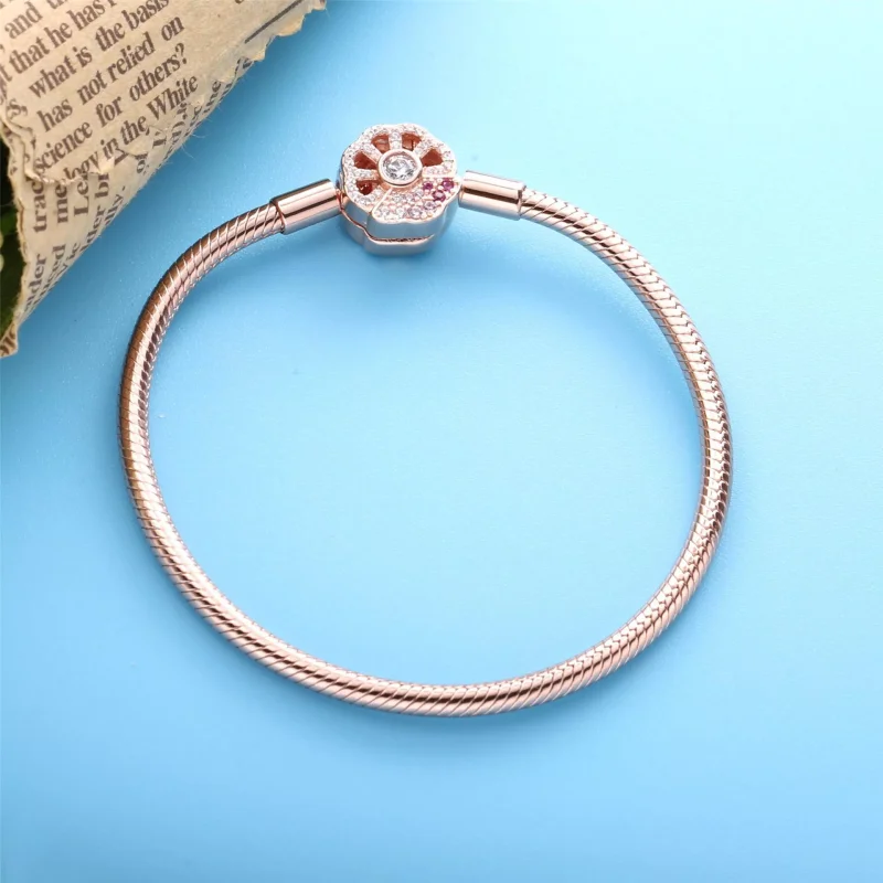 (immagine per) Bracciale pandora moments con maglia snake e chiusura ventaglio rosa - 588145C01 - Visualizza 2