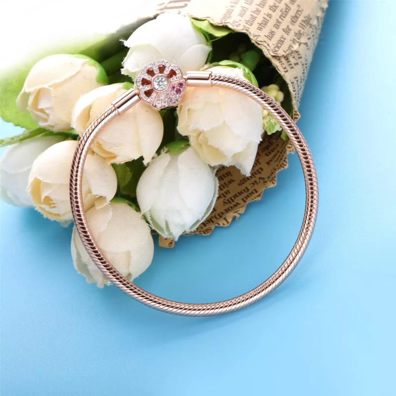 (immagine per) Bracciale pandora moments con maglia snake e chiusura ventaglio rosa - 588145C01 - Visualizza 3