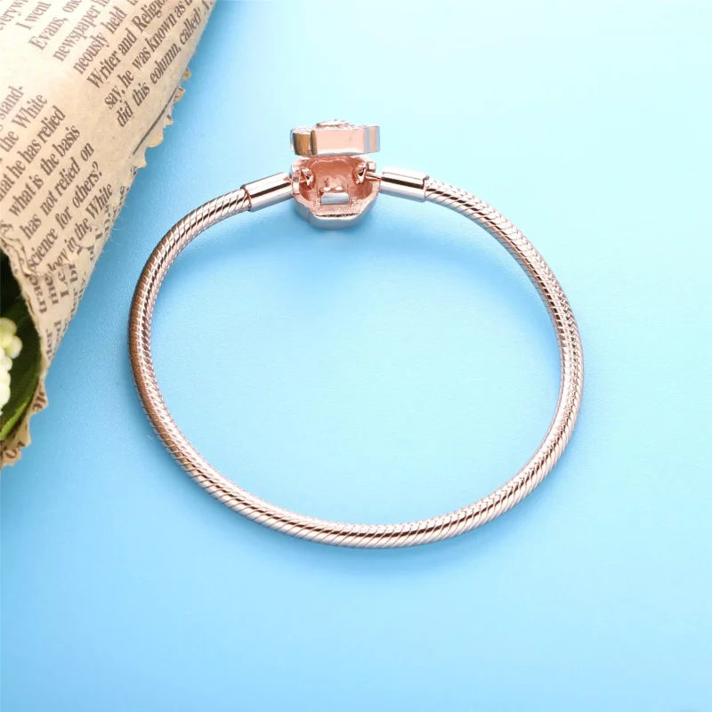 (immagine per) Bracciale pandora moments con maglia snake e chiusura ventaglio rosa - 588145C01 - Visualizza 5