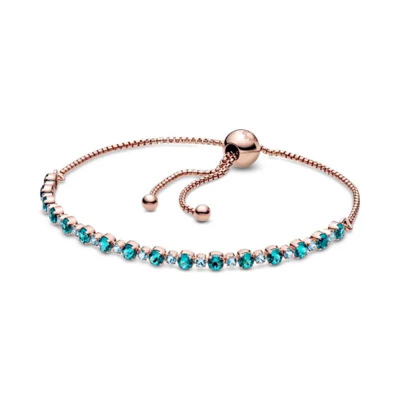 (immagine per) Bracciale tennis PANDORA turchese scintillante con chiusura regolabile - 588961C01