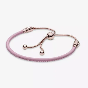 (immagine per) Pandora moments pink leather slider bracelet - 589002C01