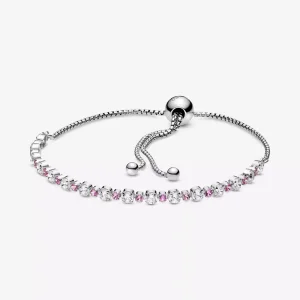 (immagine per) Bracciale PANDORA scintillante rosa e bianco con chiusura regolabile - 598517C02