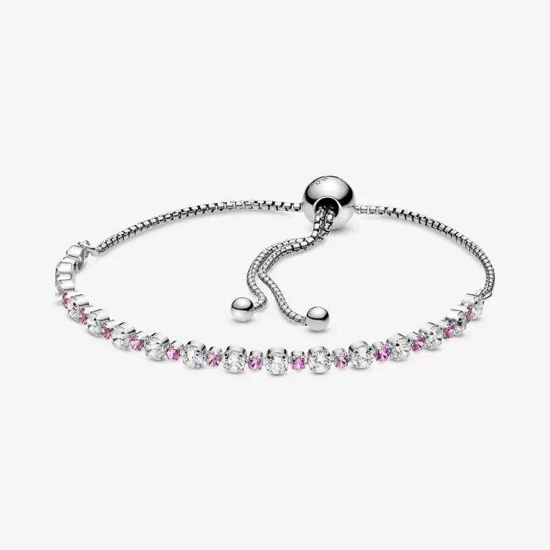 (immagine per) Bracciale PANDORA scintillante rosa e bianco con chiusura regolabile - 598517C02