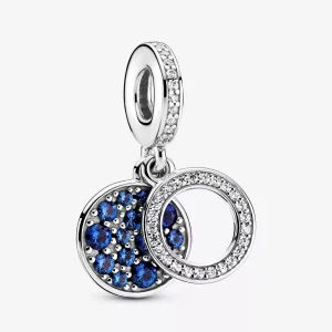 (immagine per) Charm pendente PANDORA doppio con disco blu scintillante - 799186C01
