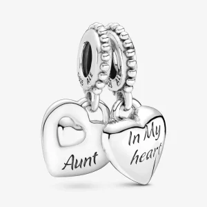(immagine per) Charm pendente PANDORA con due cuori Zia e nipote - 799188C00