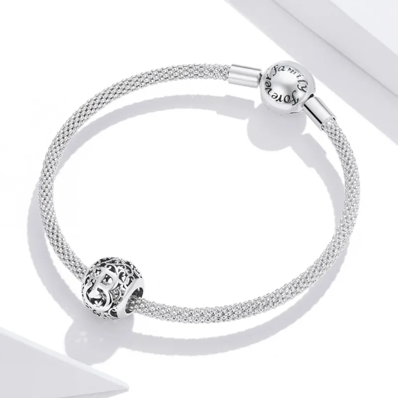 (immagine per) Charm tipo Pandora Openwork Fiore Lettera B - SCC1444-B - Visualizza 3