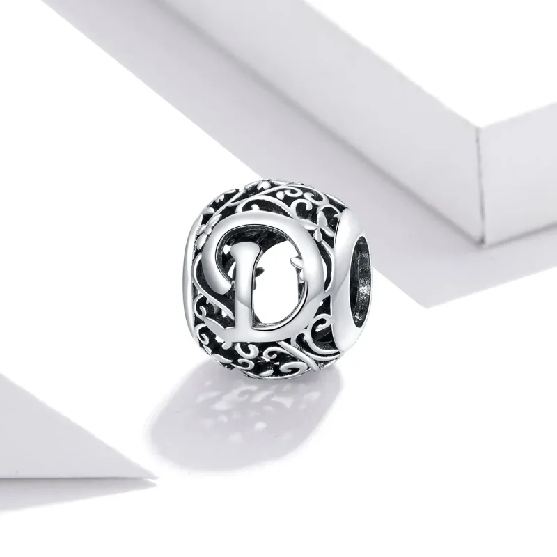 (immagine per) Charm tipo Pandora Openwork Fiore Lettera D - SCC1444-D - Visualizza 2