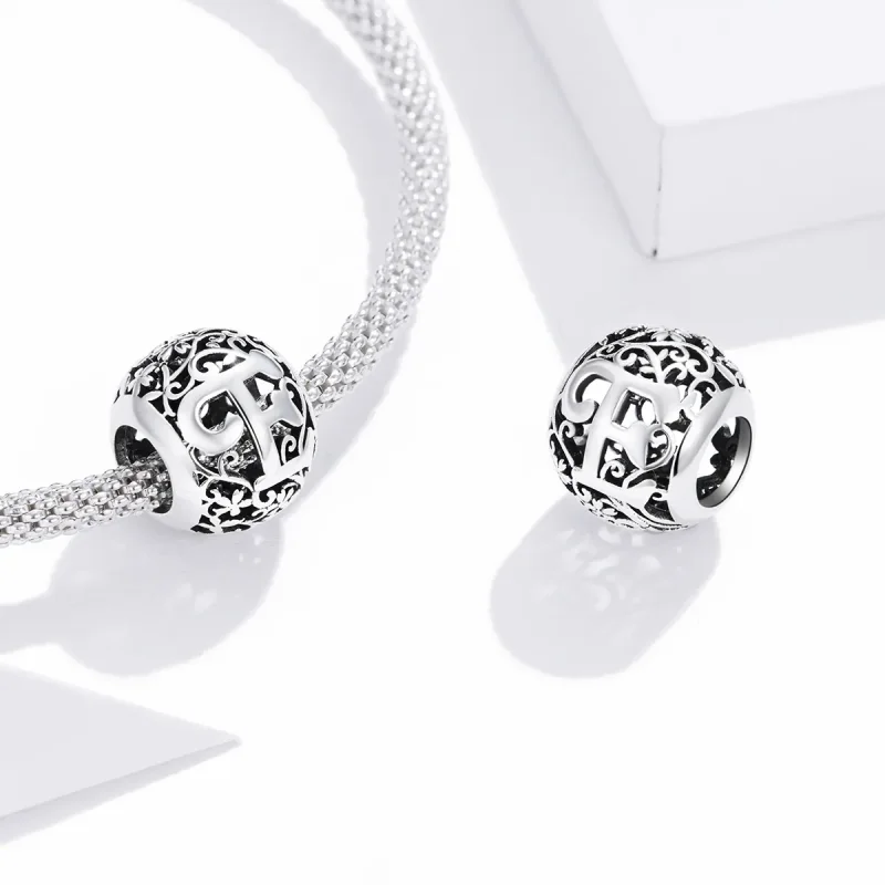 (immagine per) Charm tipo Pandora Openwork Fiore Lettera E - SCC1444-E - Visualizza 4