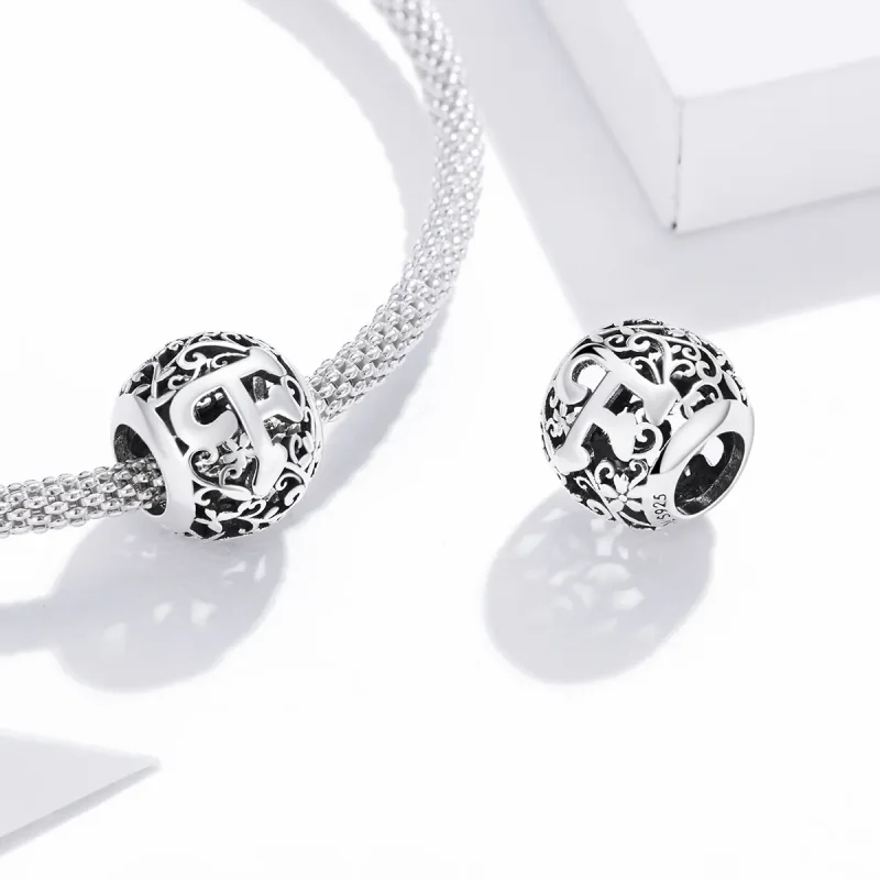 (immagine per) Charm tipo Pandora Openwork Fiore Lettera F - SCC1444-F - Visualizza 4