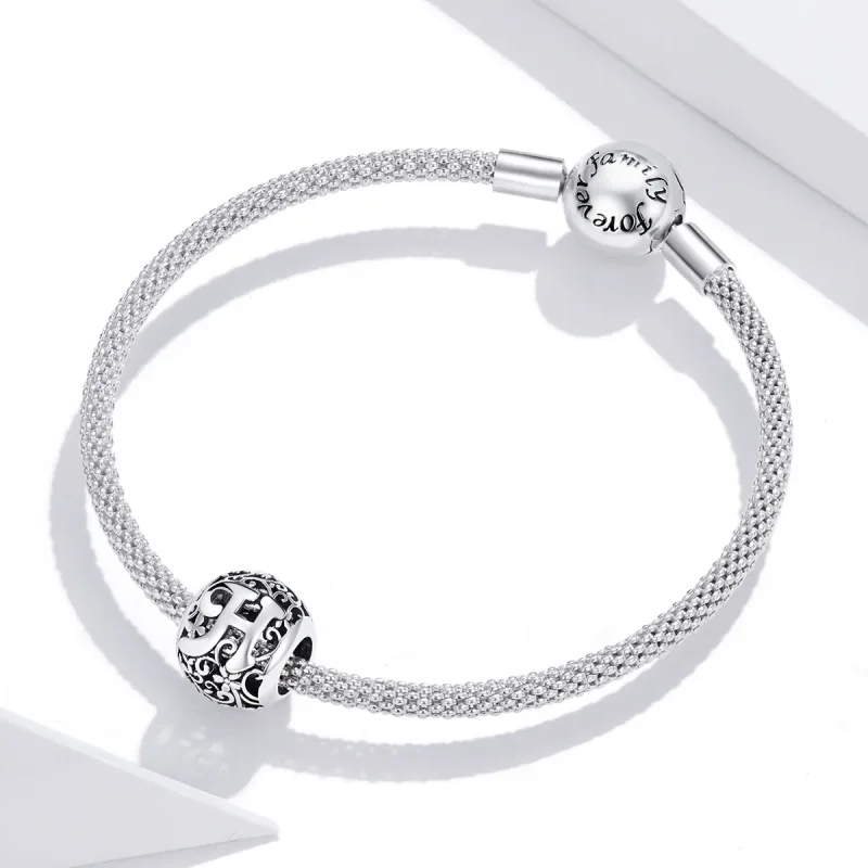 (immagine per) Charm tipo Pandora Openwork Fiore Lettera H - SCC1444-H - Visualizza 3