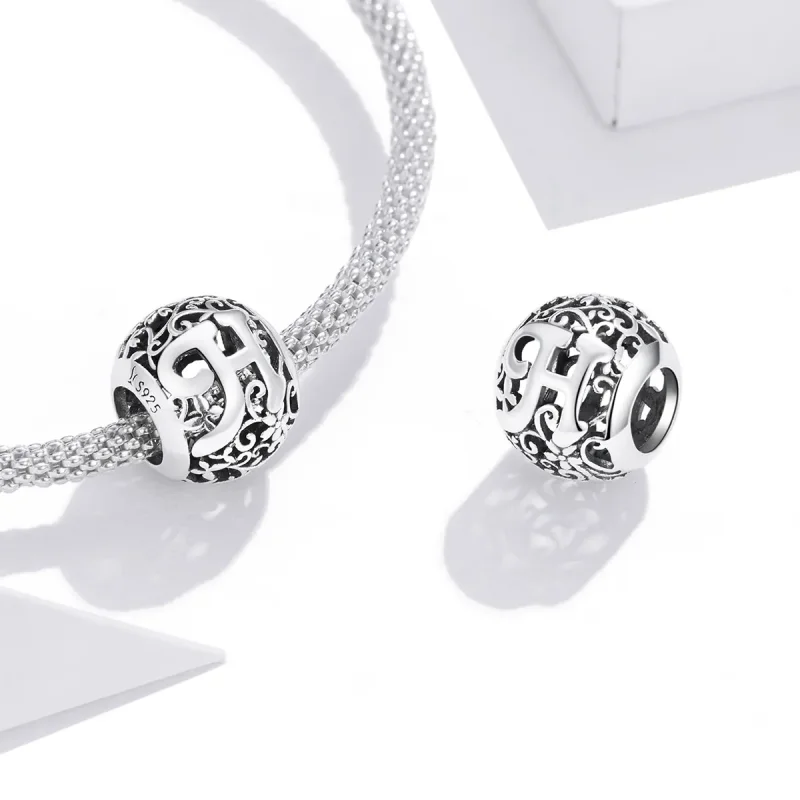 (immagine per) Charm tipo Pandora Openwork Fiore Lettera H - SCC1444-H - Visualizza 4