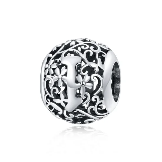 (immagine per) Charm tipo Pandora Openwork Fiore Lettera I - SCC1444-I