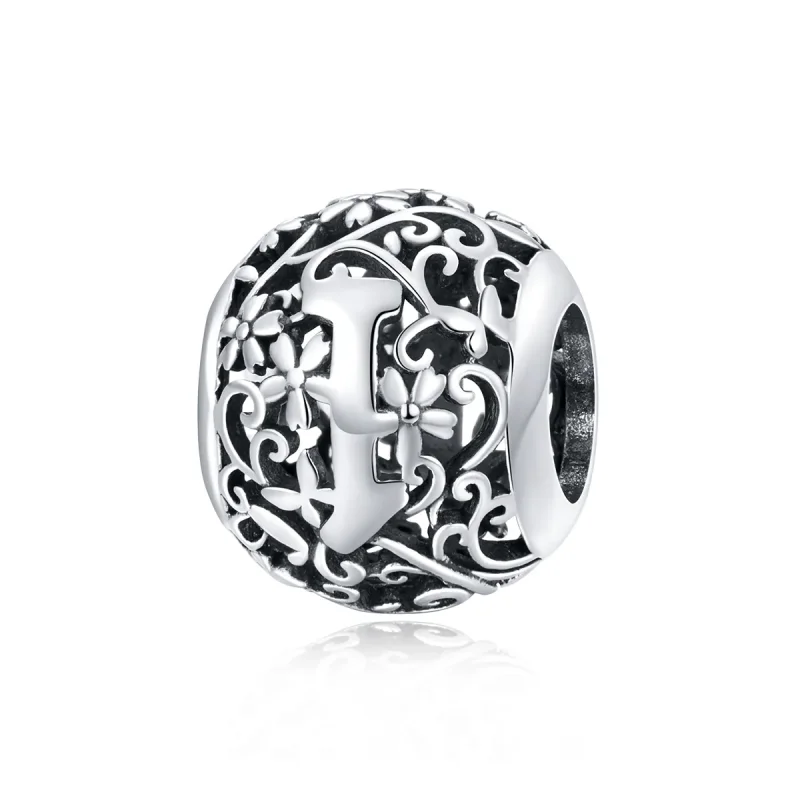 (immagine per) Charm tipo Pandora Openwork Fiore Lettera I - SCC1444-I
