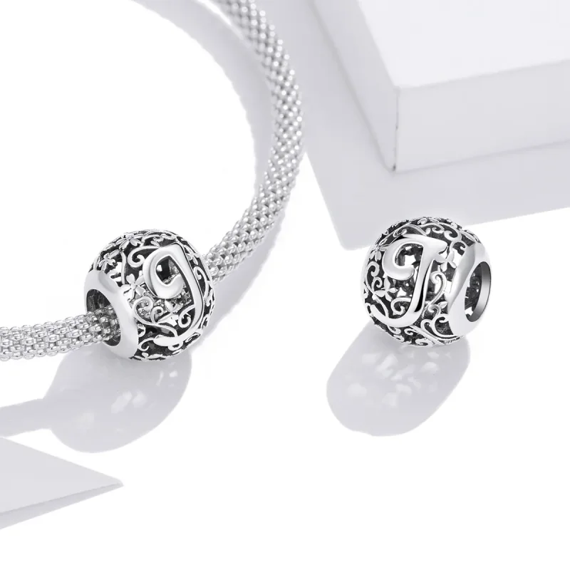 (immagine per) Charm tipo Pandora Openwork Fiore Lettera J - SCC1444-J - Visualizza 4