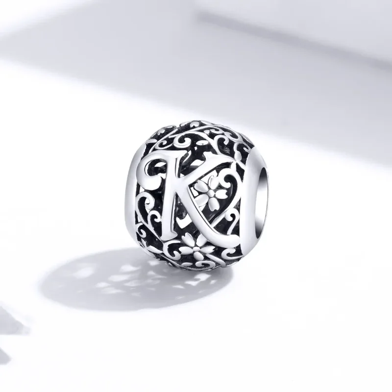 (immagine per) Charm tipo Pandora Openwork Fiore Lettera K - SCC1444-K - Visualizza 2