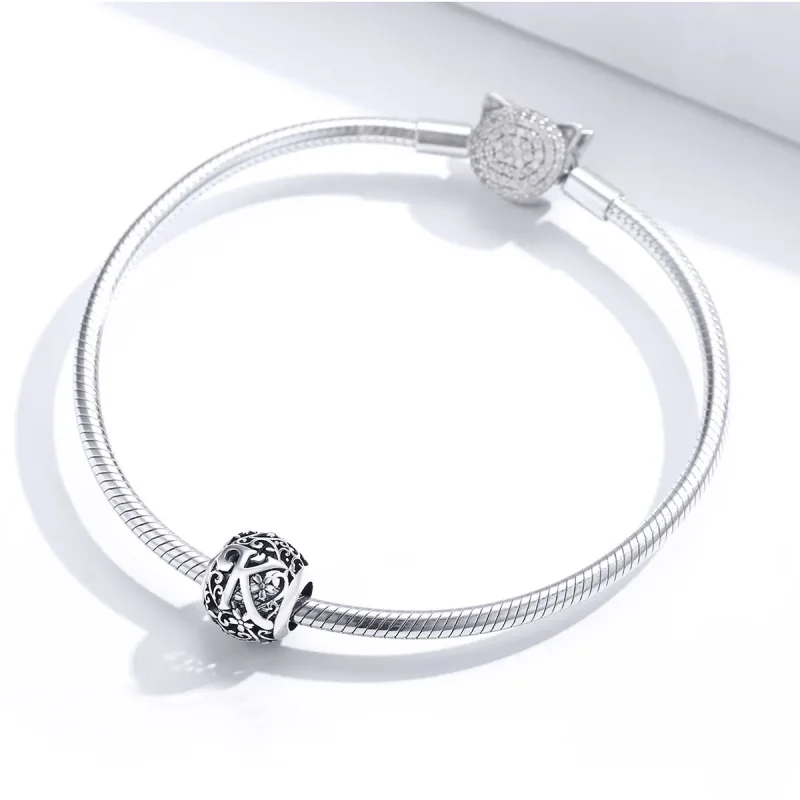 (immagine per) Charm tipo Pandora Openwork Fiore Lettera K - SCC1444-K - Visualizza 3