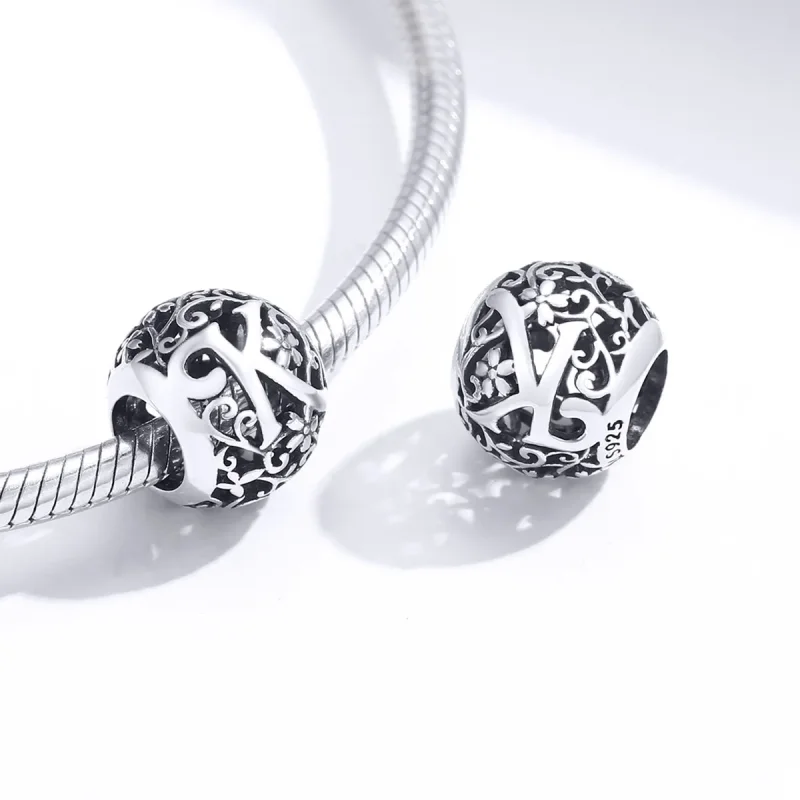 (immagine per) Charm tipo Pandora Openwork Fiore Lettera K - SCC1444-K - Visualizza 4
