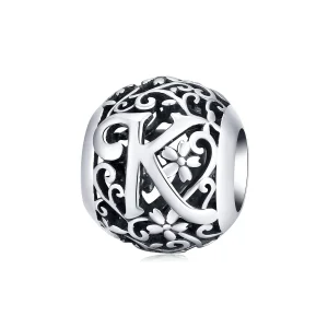(immagine per) Charm tipo Pandora Openwork Fiore Lettera K - SCC1444-K