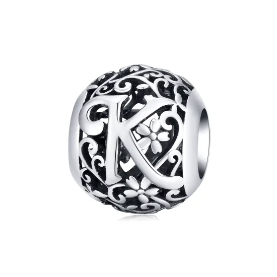 (immagine per) Charm tipo Pandora Openwork Fiore Lettera K - SCC1444-K