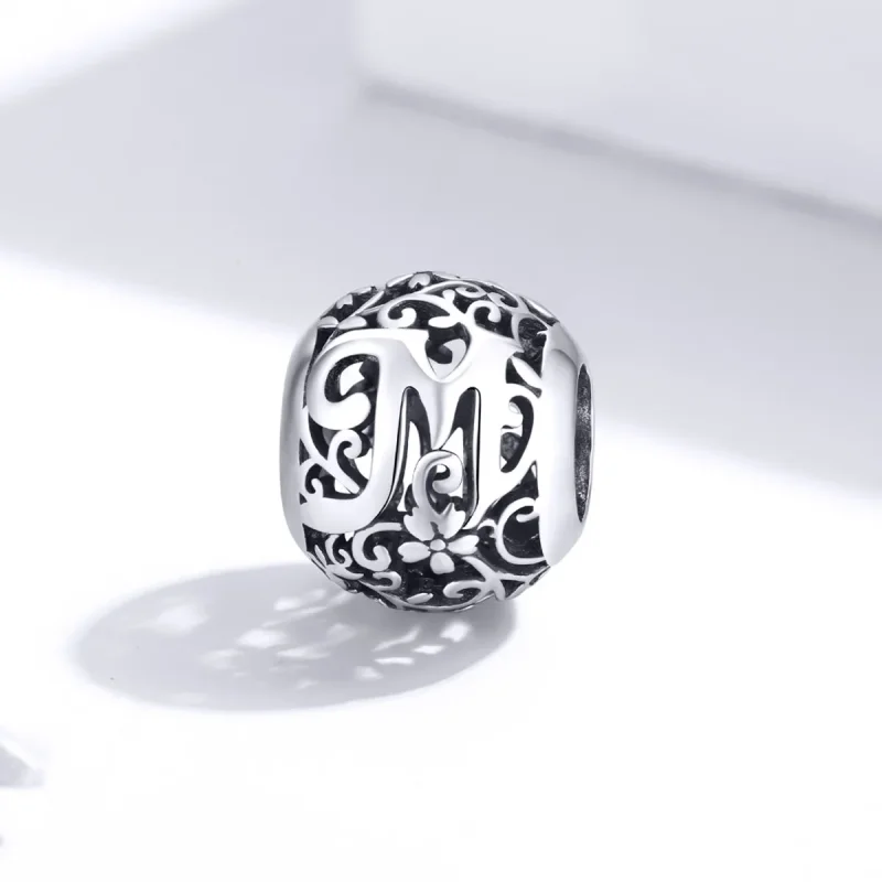 (immagine per) Charm tipo Pandora Openwork Fiore Lettera M - SCC1444-M - Visualizza 2