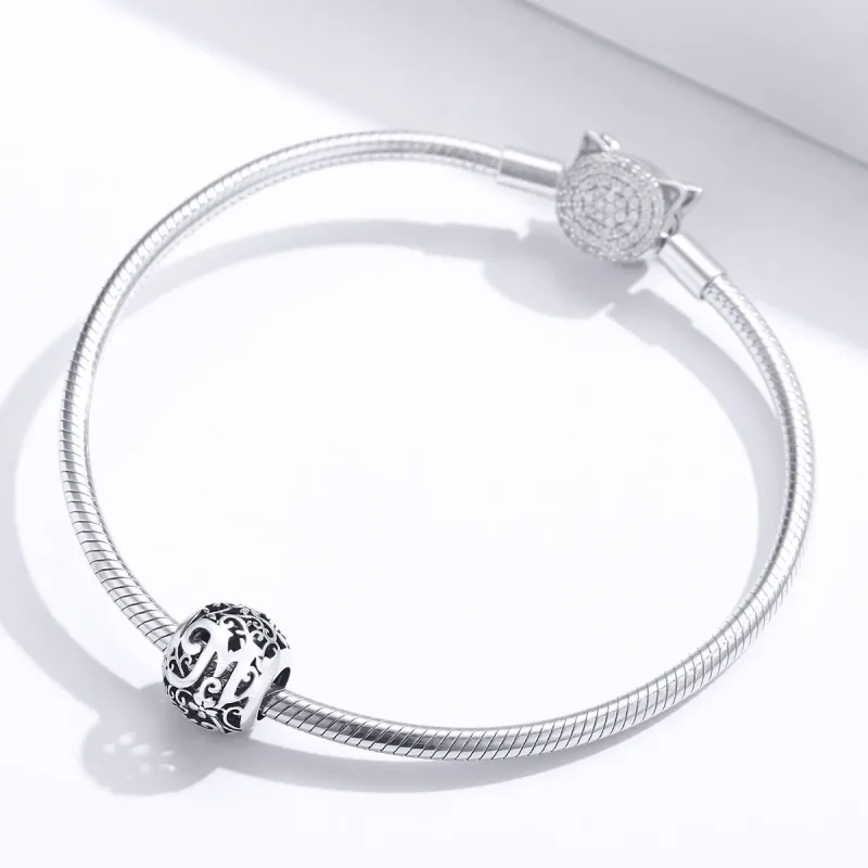 (immagine per) Charm tipo Pandora Openwork Fiore Lettera M - SCC1444-M - Visualizza 3