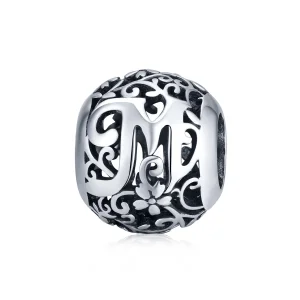 (immagine per) Charm tipo Pandora Openwork Fiore Lettera M - SCC1444-M