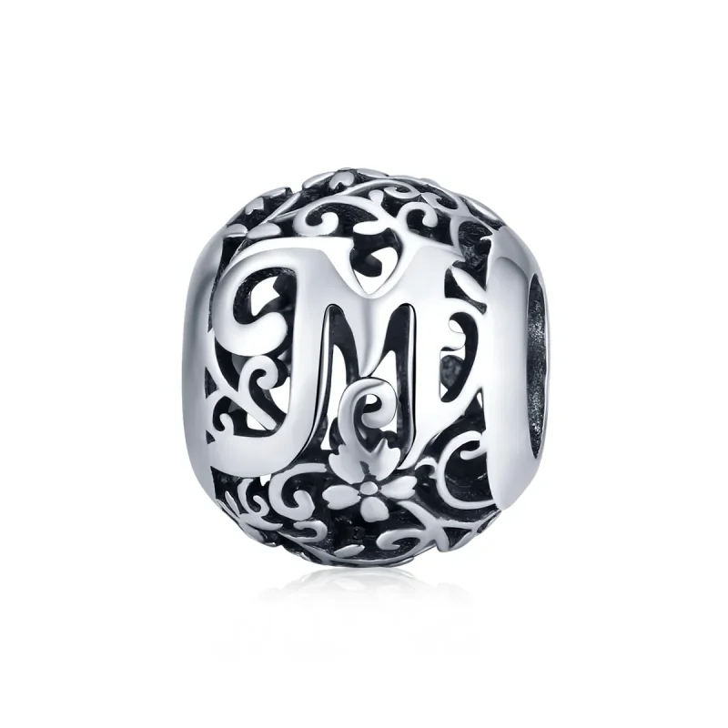 (immagine per) Charm tipo Pandora Openwork Fiore Lettera M - SCC1444-M