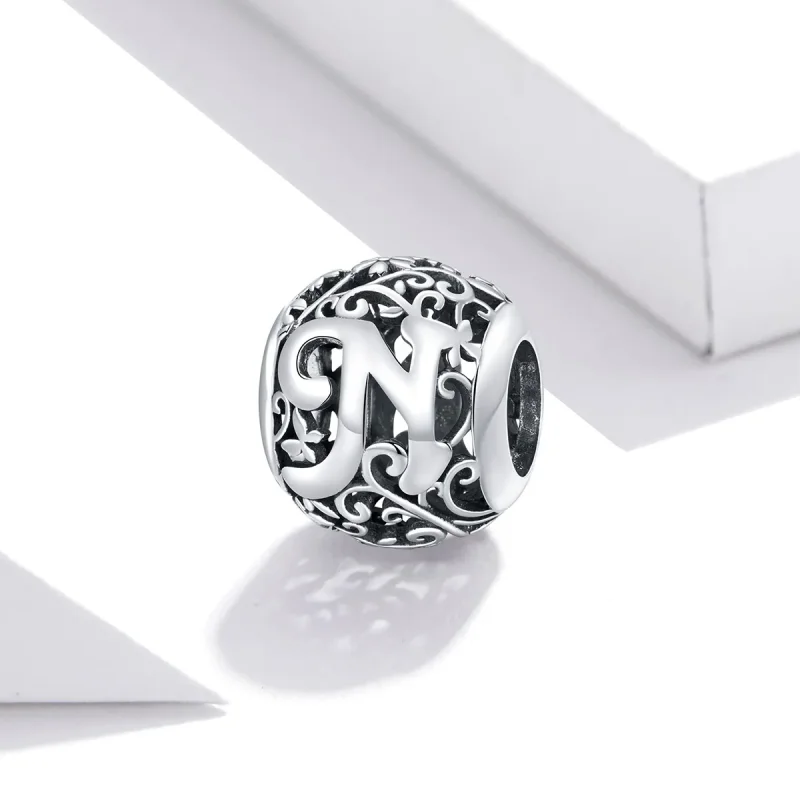 (immagine per) Charm tipo Pandora Openwork Fiore Lettera N - SCC1444-N - Visualizza 2