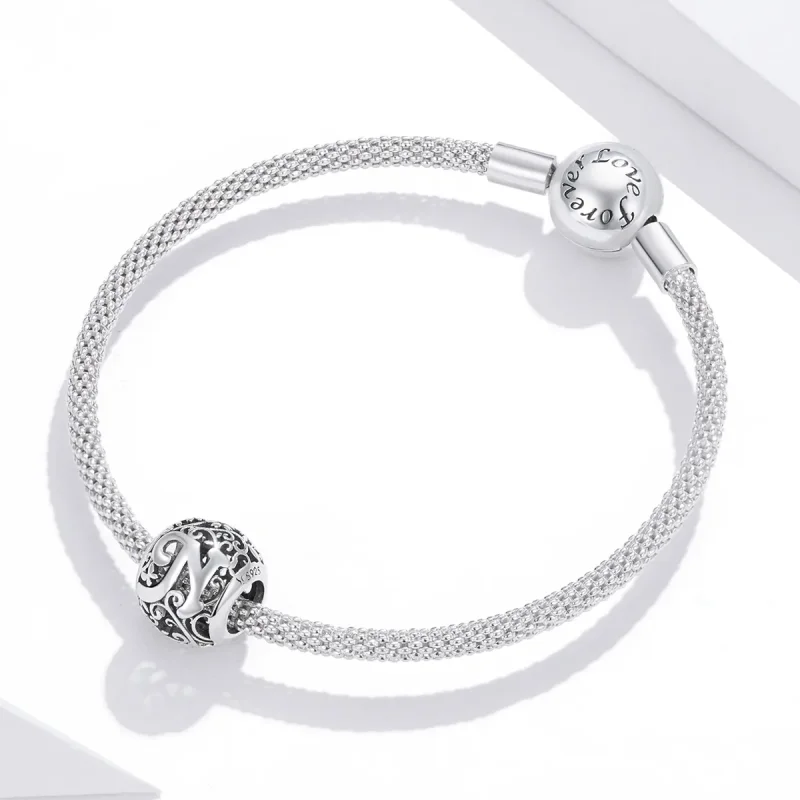 (immagine per) Charm tipo Pandora Openwork Fiore Lettera N - SCC1444-N - Visualizza 3